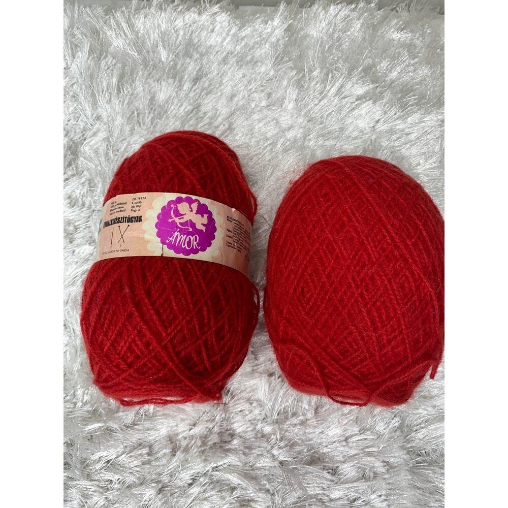 AMOR Red Yarn Hungarian 100% polyacrylic 2 Skeins 3.5 ounces total